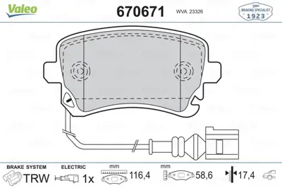 valeo-670671-fren-balatasi-arka