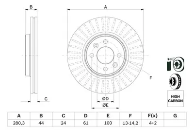 BOSCH 0986478590 Fren Dıskı Ön GM 402060540R