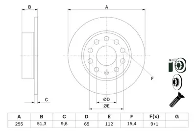 BOSCH 0986479099 Fren Dıskı Arka GM 1K0615601K