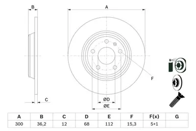 BOSCH 0986479382 Fren Dıskı Arka GM 8K0615601B