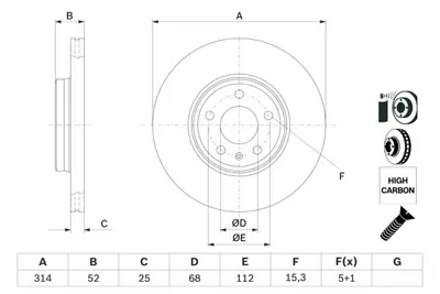 BOSCH 0986479467 Fren Dıskı Ön GM 8K0615301