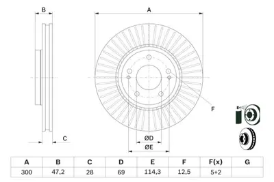 BOSCH 0986479595 Fren Dıskı Ön GM 517123K110