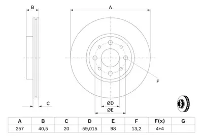 BOSCH 0986479W68 Fren Dıskı Ön GM 51749124