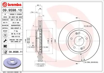 ELITCAR FD16724 DİSK AYNASI ÖN FD16724 SANTA FE (00-05) 16JANT 294MM