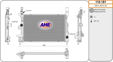 KALE 355520 RADYATÖR 355520  FOCUS-III CMAX II CONNECT 15=> KUGA 1.5TDCI (BRAZING)