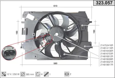 OEM 214816436R FAN MOTORU + ŞASE 214816436R DOKKER (F67-K67) LODGY (J92)