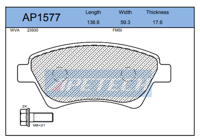 APETECH AP1577 DİSK BALATA ÖN AP1577 MEGANE-II 1.5 DCI KANGO (01-)