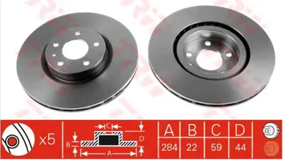 BENDIX 561520B DİSK FREN AYNASI ÖN 561520B 284MM DOBLO (06-) 1.3 1.6 MJTD 5 BİJON HAVALI