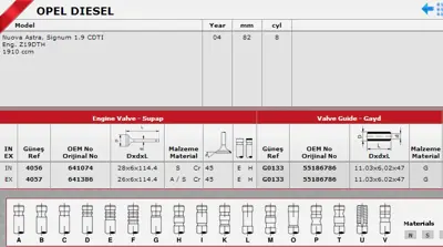 GÜNEŞ G0133 SİBOP GAYDI G0133 IN-8 EX-8 ASTRA 1.9 CDTI