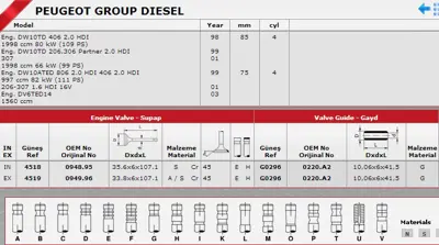 GÜNEŞ 4518-4519 Sibop Takımı 4518 4519 In 4 Ex 4 P206 P306 P406 2.0hdı GM 094895, GM 094996