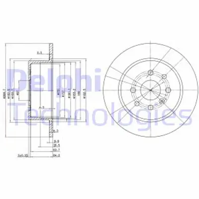 DELPHI BG3141 Fren Dıskı Arka GM 569117, GM 569209, GM 90512909, GM 93182288, GM 230606, GM 567117, GM 9051299, GM 1605828, GM 1605879, GM 1605883