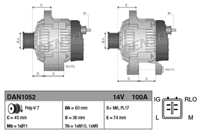 DENSO DAN1052 Alternatör GM 27060/28330