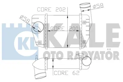 KALE 342200 Turbo Radyatörü GM 4F0145805AA, GM 4F0145805AD, GM 4F0145805J, GM 4F0145805S, GM 4F0145805M, GM 4F0145805R, GM 4F0145805SS, GM 3B0145805F, GM 7103112, GM 8ML376899071