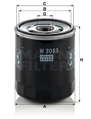 MANN FILTER W 7053 Yag Fıltresı GM 1109K9, GM 1109LO, GM 1109L0, GM 1109N2, GM 1109N3, GM 1109N4, GM 1109N5, GM 1109S7, GM 1109S8, GM 1109X5