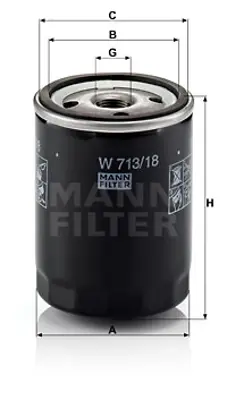 MANN FILTER W 713/18 Yag Fıltresı GM MLS000530, GM 5005571, GM 5005804, GM 5010913, GM VOF133, GM 650382, GM 650388, GM 650389, GM 7984937, GM 90183727