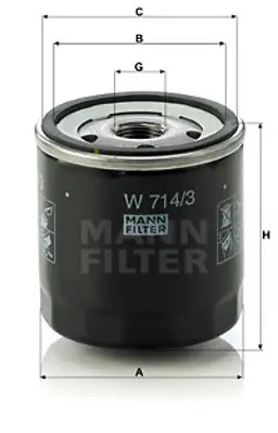 MANN FILTER W 714/3 Yag Fıltresı GM 1109W7, GM 4434859, GM 4434895, GM 4449040, GM 46805831, GM 60507080, GM 60810474, GM 71736160, GM 71754231, GM 7773854