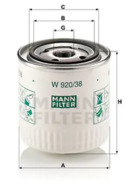 MANN FILTER W 920/38 Yag Fıltresı GM 30887496, GM 3473645, GM 34736454, GM 97049708, GM 71771362, GM 5003227, GM 5013388, GM 5013389, GM 5016714, GM 5016715