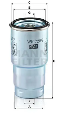 MANN FILTER WK 720/2 X Yakıt Fıltresı GM 2339064450000, GM R2L113ZA5A, GM V91114002, GM MQ901734, GM AY500TY002, GM 2339033010, GM 2339064450, GM R2L113ZA5, GM R2L113ZA5A9A, GM R2L113ZA5B9A