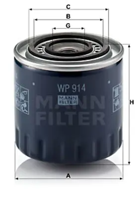 MANN FILTER WP 914 Yag Fıltresı GM 7700106067, GM 5000816070, GM 9110665, GM 4402665, GM 8671014019, GM 8671002340, GM 7701035650, GM 7700864685, GM 7700860823, GM 7701681311