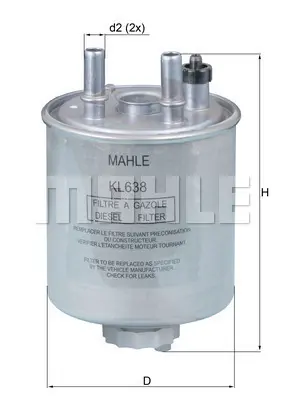 MAHLE KL638 Yakıt Fıltresı GM 164003978R, GM 8200638748, GM 8660003045, GM FP5781, GM 7701069023, GM 7701478277, GM 8200732749, GM 8200732750, GM 8660003046, GM 1640003978R