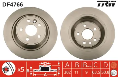 TRW DF4766 Fren Dıskı Arka GM 6G91/2A315/BA