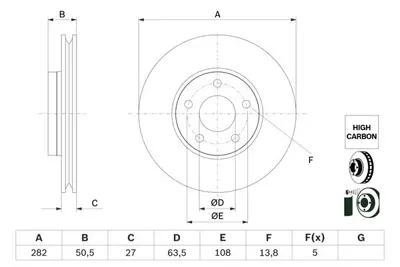 BOSCH 0986479F81 Fren Dıskı Ön GM JX61/1125/AEB