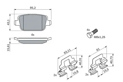 BOSCH 0986494214 Fren Balatası Arka GM ME6G9J/2M008/GB