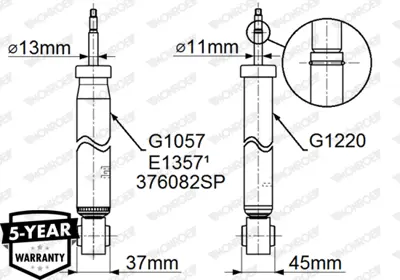 MONROE G1057 Amortisör Arka G1057 Passat (05-) GM 1K0513029BS, GM 1K0513029CE, GM 1K0513029CG, GM 1K0513029CJ, GM 1K0513029CK, GM 1K0513029CM, GM 1K0513029CQ, GM 1K0513029CR, GM 1K0513029DD, GM 1K0513029DS