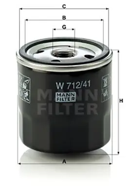 MANN FILTER W 712/41 Yag Fıltresı GM VOF28, GM 5650305, GM 90510934, GM 90510935, GM 71739871, GM 71741501, GM 650401, GM 93156300, GM 94797406, GM 92142009