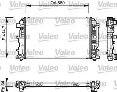 VALEO 735084 Su Radyatörü GM 9065000002, GM 9065000102, GM 9065000202, GM A9065000002, GM A9065000102, GM A9065000202, GM 2E0121253, GM 2E0121253A, GM 2E0121253B, GM 2E0145804