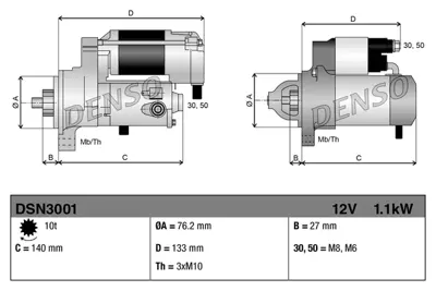 DENSO DSN3001 Mars Dınamosu GM 8V21/11000/BE