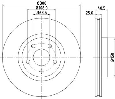 FORD 7M51 1125 BB Fren Dıskı Ön GM DV611125CA, GM DV611125EA, GM 1223664, GM 1223666, GM 1253964, GM 1253965, GM 1323560, GM 1373370, GM 1500152, GM 1520297