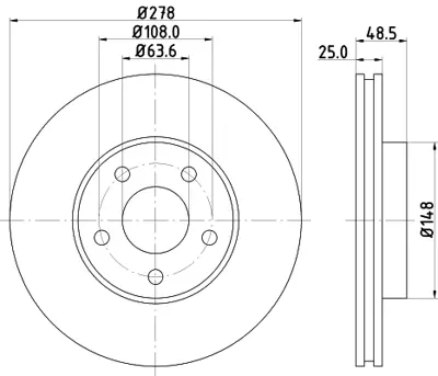 FORD AV61 1125 BB Fren Dıskı Ön GM 1501069, GM 1575734, GM 1686723, GM 1734696, GM 1790221, GM 3M512C375A1D, GM 3M512C375AA, GM 3M512C375AC, GM 3M512C375AD, GM 3M512C375DA