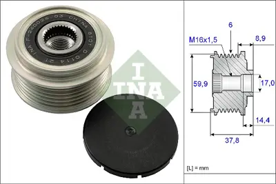 INA 535 0135 10 Alternatör Kasnagı GM 373002G400, GM 3732125201, GM 3730025201, GM 3730025600, GM 373002G100, GM 373002G150, GM 21319130, GM 21319132, GM 3730025301, GM 3730025310