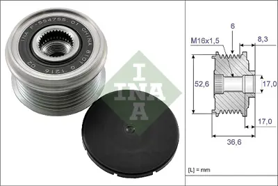 INA 535 0137 10 Alternatör Kasnagı GM 231001885R, GM 23100JA02A, GM 23100JA02B, GM 23100JA02C, GM 23100JA04A, GM 23100JA04C, GM 23100JA04D, GM 23151JA02A, GM 265031900, GM 555782