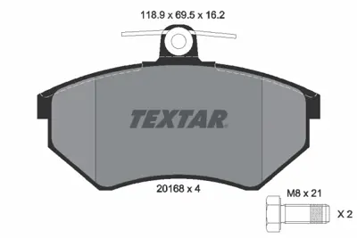 TEXTAR 2016801 Fren Balatası Ön GM 357698151A, GM 357698151D, GM 357698151H, GM 41060V4810, GM 41060Y9090, GM 4106085V00, GM 533698151A, GM 533698151, GM JZW698151F, GM 1HM698151