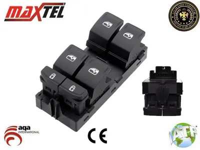 MAXTEL 18206049 Cam Kaldırma Anahtarı Ön Sol Vw Touareg (Cr7) (17-) Vw Touran Iıı (5t1) (15-)  Skoda Karoq (Nu7) (17-) Skoda Kodıaq (Ns7) (17-) Skoda Superb Iıı (3v3) (15-) 10pın Beyaz Işık 3G0959857B