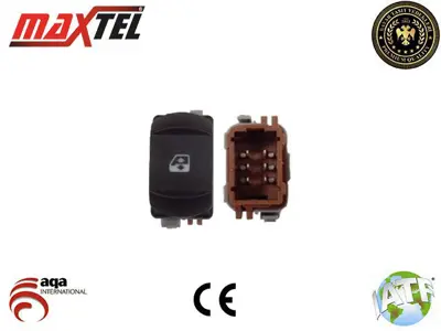 MAXTEL 18204961 Cam Kaldırma Anahtarı Ön Sağ Renault Megane Iı (02-08) 6 Fişli Turuncu Işık 8200108266 8200414961 8200167230 8200315013 8200414962 8200442266