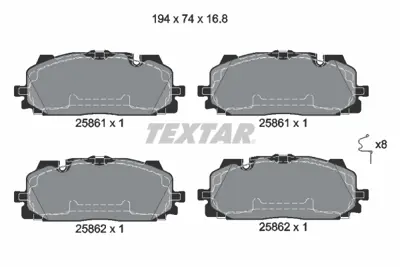 TEXTAR 2586101 Fren Balatası Ön 4M0698151AA 4K0698151C 4K0698151 4KE698151H 4KE698151F 8W0698151R 8W0698151N 4M0698151H 4M0698151BD 4M0698151AP