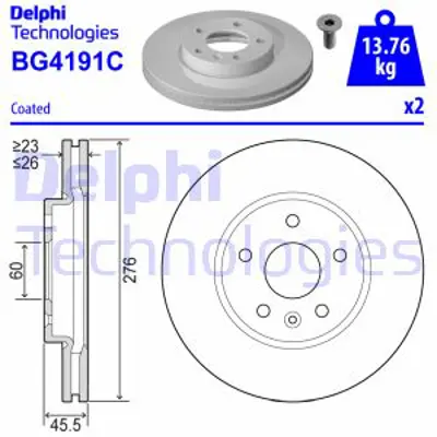 DELPHI BG4191C Fren Dıskı Ön 569069 95527030 13502044 13502045 13502050 13502824 23118274 569073 509069 13597460