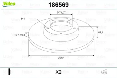 VALEO 186569 Arka Fren Aynası Xantıa 1,8ı 2,0ı 16v 1,9 Td (251,3x12x4dl) 