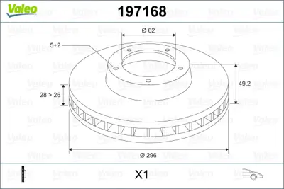 VALEO 197168 On Fren Aynası Havalı Camry 2001>2006 296x5 