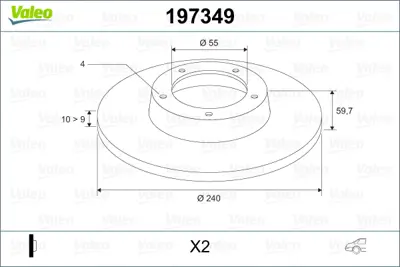 VALEO 197349 Arka Fren Aynası Havalı Corolla 99-02 (240x4) 