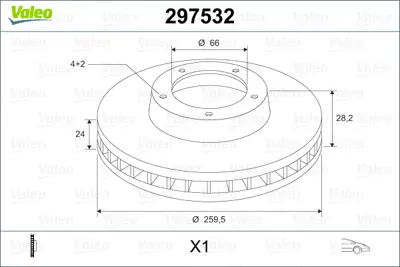 VALEO 297532 On Fren Dısk Aynası Havalı P406 1,6 1,8 16v 1,9 1,9td 95> 