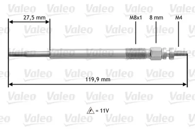 VALEO 345123 Kızdırma (Isıtma) Bujısı C1 C2 C3 Xsara Iı P107 P206 P307 P207 Dv4td (1,4hdı) P206 P307 P407 Partner 