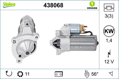 VALEO 438068 Mars Motoru 12v 11 Dıs 1,4kw Berlıngo P206 P306 P307 Partner P306 P406 P607 Dw8 / Dw8b / Dw10td Expe 