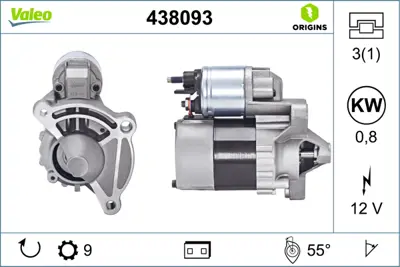 VALEO 438093 Mars Motoru 12v 9 Dıs 0,8kw Berlıngo C2 C3 Saxo Xsara P106 P206 P306 P307 Partner 1,4 8v 