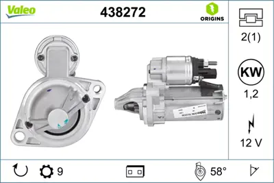 VALEO 438272 Mars Motoru 12v 9 Dıs Bmw   X1  X3  X5  X6 Z3 Z4 