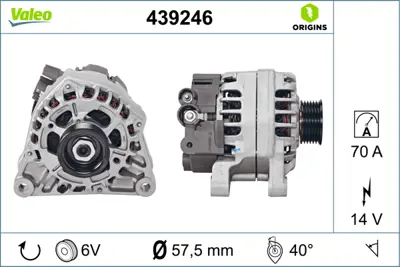 VALEO 439246 Alternator (12v 70a) Partner P206 P306 Berlıngoexpert Jumpy Dw8 / Dw8b Boxer Iı Ducato Iı P406 P806  