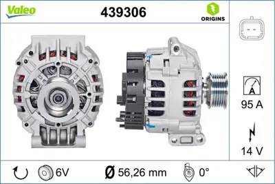 VALEO 439306 Alternator 12v 95a Clıo Iı Espace Kangoo Laguna 